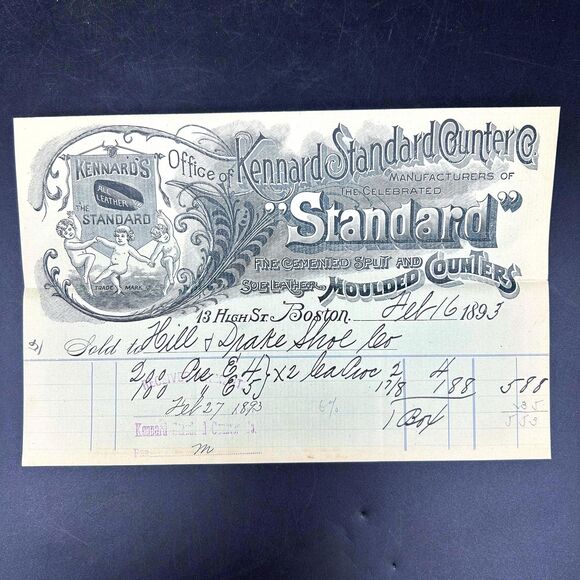 Vintage Paper Boston Billing Head Design (1893) Antique Invoice Receipt - Picture 1 of 2